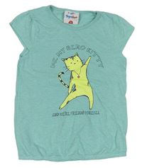 Modré tričko s kočičkou s nápisy Topolino