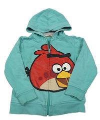 Tyrkysová propínací mikina s Angry Bird a kapucí H&M