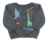 Tmavošedá mikina s dinosaury Primark