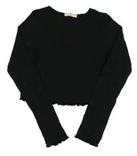 Černé žebrované crop triko Matalan