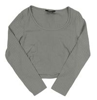 Šedé žebrované crop triko New Look