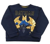 Tmavomodrá mikina s netopýrem z překlápěcích flitrů - Batman M&S