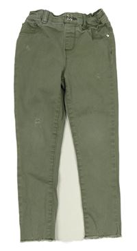 Khaki skinny plátěné kalhoty s prošoupáním Denim Co.