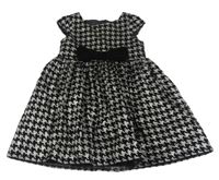 Šedo-černé vzorované šaty s mašlí Mothercare