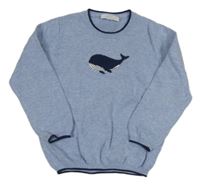 Světlemodrý melírovaný svetr s velrybou zn. The Little White Company