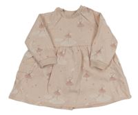 Světlerůžové teplákové šaty s myškami a kočkami zn. F&F