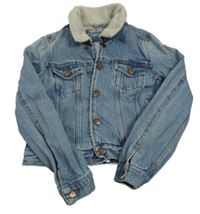 Modrá riflová crop bunda s beránkem C&A