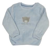 Světlemodrá chlupatá mikina s medvědem Nutmeg