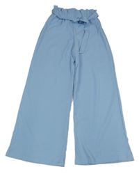 Světlemodré palazzo kalhoty s páskem