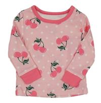 Růžové puntíkaté triko s třešněmi Shein