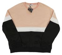 Nové - Růžovo-černo-bílá mikina