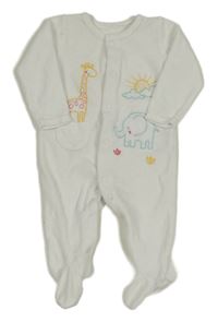 Bílý sametový overal se slonem a žirafou St. Bernard