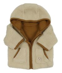 Béžová huňatá podšitá propínací mikina s kapucí Nutmeg