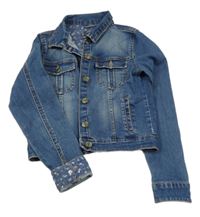 Modrá riflová crop bunda Mango