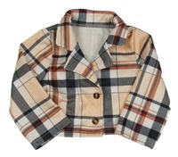 Meruňkovo-černo-bílé kostkované oropínací bolerko