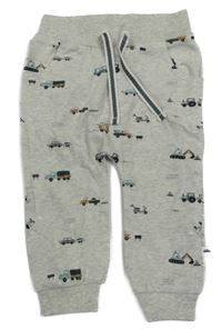 Světlešedé melírované tepláky s dopravními prostředky Staccato