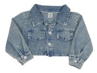 Modrá riflová crop bunda Shein