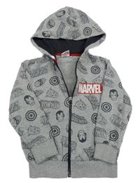 Šedá melírovaná propínací mikina s Avengers a kapucí Marvel