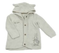 Smetanový propínací svetr s králíkem a kapucí - Králíček Petr George