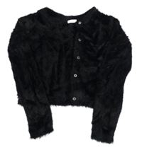 Černý chlupatý propínací crop svetr Next