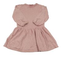 Starorůžové třpytivé svetrové šaty Dopodopo