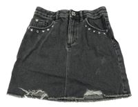 Antracitová riflová sukně s hvězdami a kamínky River Island