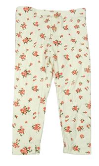 Krémové květované legíny s knoflíky