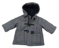 Tmavomodro-šedá vzorovaná vlněná zateplená bunda s kapucí GAP