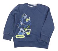 Tmavomodrá mikina s bagrem a zvířaty George