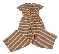 Barevný pruhovaný žebrovaný úpletový kalhotový overal Zara