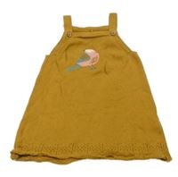 Medové pletené šaty s ptáčkem Tu