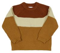 Skořicovo-krémovo-hnědý svetr Zara