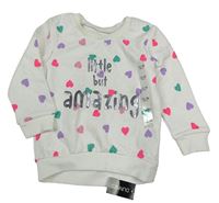 Nové - Smetanová mikina se srdíčky a nápisem Dunnes