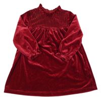 Červené sametové šaty s žebrováním Shein