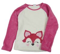 Smetanovo-tmavorůžová chlupatá pyžamová mikina s liškou Kids