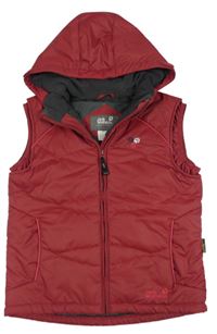 Vínová šusťáková zateplená funkční vesta s kapucí Jack Wolfskin