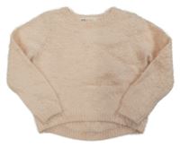 Světlerůžový třpytivý chlupatý svetr H&M