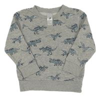 Šedá melírovaná mikina s dinosaury C&A