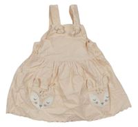Meruňkové lehké manšestrové šaty s liškami Mothercare