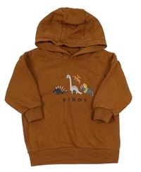 Hnědá mikina s dinosaury a kapucí zn. Next