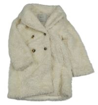 Smetanový kožešinový podšitý kabát Tu