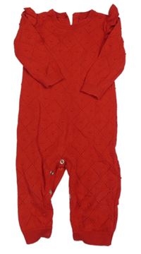 Červený vzorovaný pletený overal s volánky Matalan