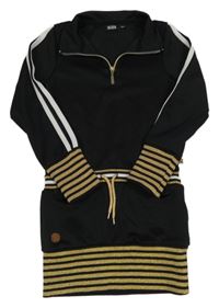 Černé sportovní šaty se zlatými pruhy 