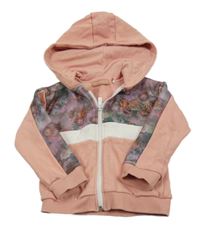 Světlerůžová propínací mikina s květinami a kapucí McKenzie