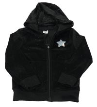 Černá třpytivá propínací mikina s hvězdičkou a kapucí Kiki&Koko