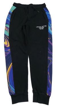 Černé tepláky s barevným pruhem George