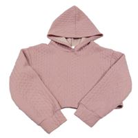 Růžová vzorovaná crop mikina s kapucí shein