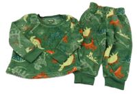 Zelené chlupaté pyžamo s dinosaury 