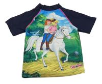 Tmavomodro-barevné UV tričko s koněm 