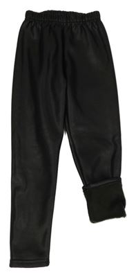 Černé lesklé zateplené legíny shein